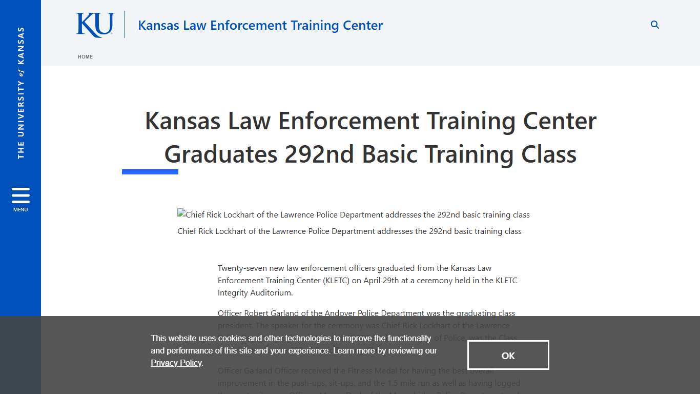 Kansas Law Enforcement Training Center Graduates 292nd Basic Training Class Kansas Law Enforcement Training Center
